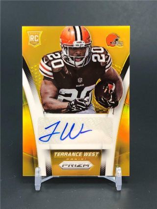 2014 Panini Prizm Terrance West Rookie Auto 07/10 Gold Cleveland Browns