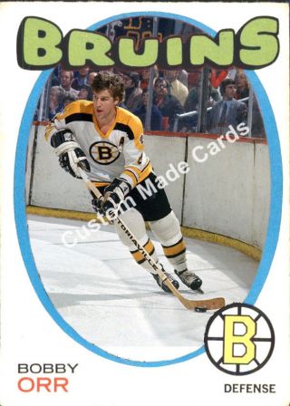Custom Made Topps 1971 - 72 Boston Bruins Bobby Orr White Card.
