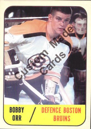 Custom Made Topps 1967 - 68 Boston Bruins Bobby Orr White Hockey Card