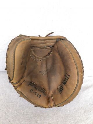 Vintage Johnny Walker C - 111 Pro Model Leather Catchers Glove Made In Japan