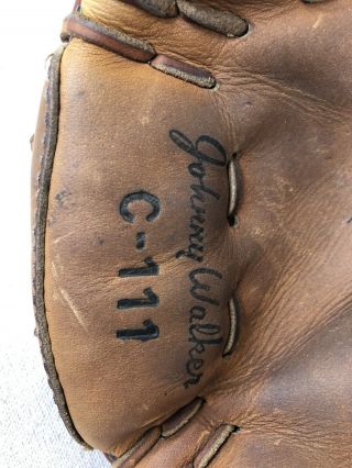 Vintage Johnny Walker C - 111 Pro Model Leather Catchers Glove Made In Japan 5