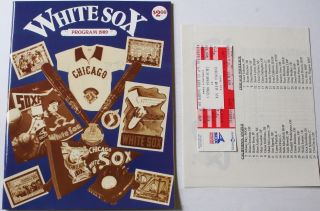 1989 Chicago White Sox Program W/ticket Roster Sheet Donn Pall Signed Cover