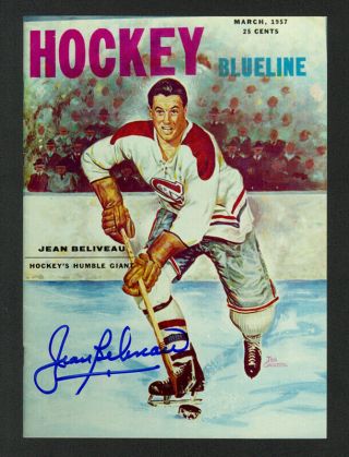 Jean Beliveau Montreal Canadiens Hof Hand Signed Autograph Auto 5x7 Photo