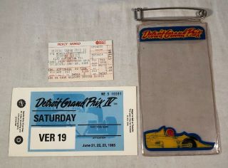 Vintage 1985 Detroit Grand Prix Ticket Stubs And Holder Formula One F1 Racing
