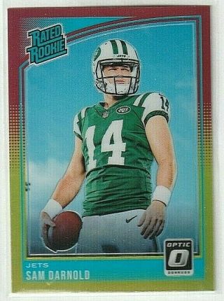 2018 Donruss Optic Sam Darnold Rc Red & Yellow Parallel Retail Rookie Jets