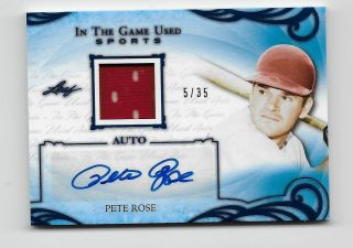 2019 Leaf In The Game Sports Jersey Auto 5/35 Pete Rose Charlie Hustle