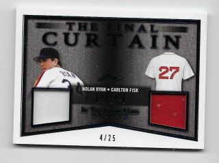 2019 Leaf In The Game Sports The Final Curtain Dual Jersey 4/25 Nolan Ryan Fisk