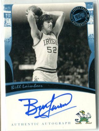 2007 Press Pass Legends Bill Laimbeer On Card Auto Autograph Notre Dame
