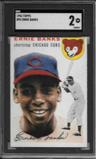 Ernie Banks 1954 Topps Sgc 2 Label Rc Great Looking Card High End 2