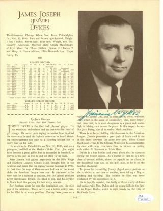 James Jimmie Dykes Athletics Signed 1933 Who 