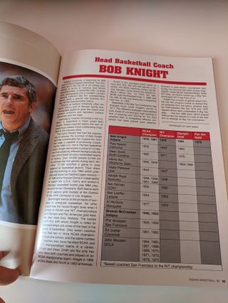 1986 Indiana University Hoosiers Men ' s Basketball Media Guide - Bob Knight 3