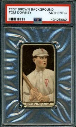 T207 Cycle Brown Background Tom Downey.  Psa Authentic