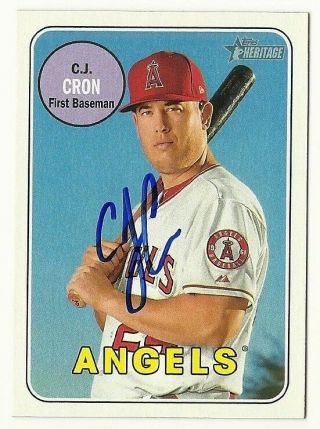 2018 Topps Heritage 245 C.  J.  Cron Angels Twins Autographed Signed Baseball Card