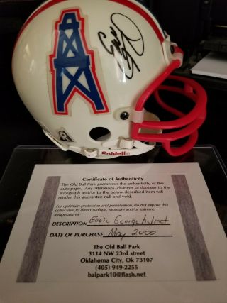 Eddie George Houston Oilers Autographed/signed Mini Helmet W/coa