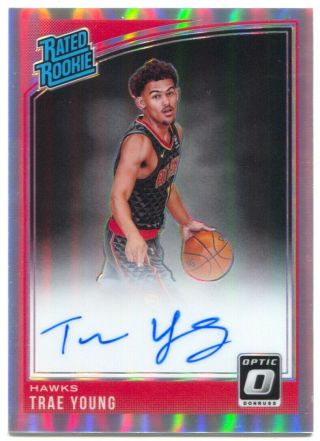 18 - 19 Donruss Optic Trae Young Autograph Rated Rookie Holo Prizm Auto