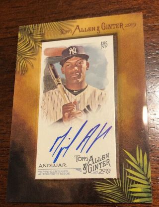 Miguel Andujar Auto Framed Mini 2019 Allen & Ginter Autograph On Card Nyy A&g Ma