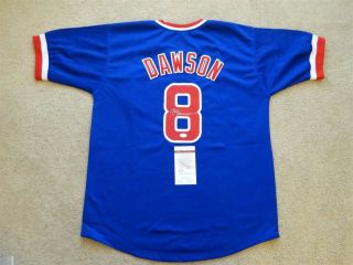 Andre Dawson Signed Auto Chicago Cubs Blue Jersey Jersey Jsa Autographed