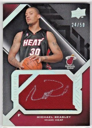 Michael Beasley Miami Heat L.  A Lakers 2008 - 09 Ud Black Rookie Jersey Auto Rc /50