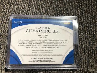 2018 Immaculate Baseball Vladimir Guerrero Jr 7/10 Jersey Number Rookie 2