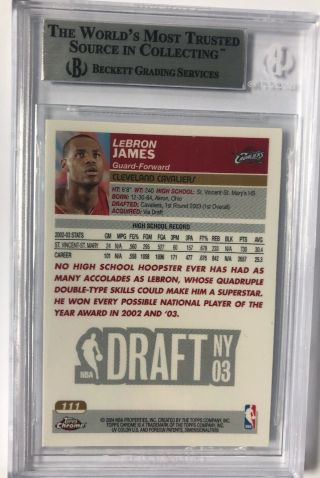 2003 - 04 Topps Chrome LeBron James Rookie RC BGS 9 With Three 9.  5 Subs 2