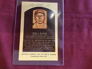 Hall Of Fame Card Autographed By Edd Roush