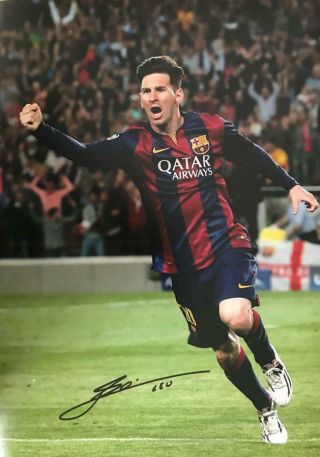 Lionel Messi Signed 11x17 Photo (fc Barcelona) Authentic Autograph /