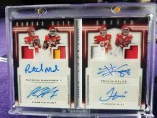 ⚡2018 Playbook⚡front 4⚡quad Auto⚡patrick Mahomes⚡hill⚡kelce⚡hunt⚡3 Clr Pa⚡ 16/25