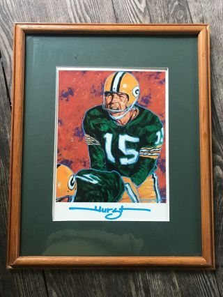 1995 11x14 Robert Hurst Artwork Bart Starr - Green Bay Packers Football Framed