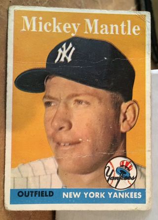 1958 Topps Mickey Mantle York Yankees 150 Baseball Card