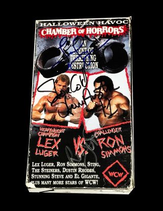 Wcw Wwf Halloween Havoc 1991 Vhs Tape Hand Signed By Stone Cold And Lex Luger,  1