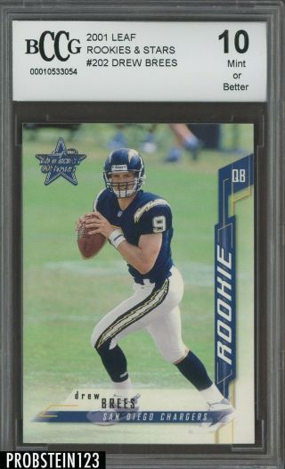 2001 Leaf Rookies & Stars 202 Drew Brees Chargers Rc Rookie Bccg 10