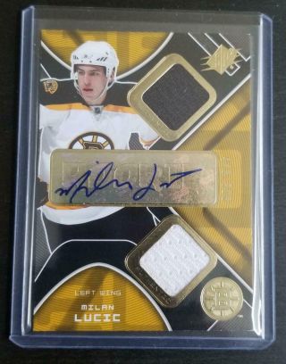 2007 - 08 Spx Hockey Milan Lucic Rc Auto Dual Jersey 448/999 Ve798