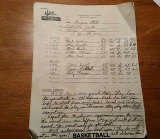 Arizona Wildcats Vs Asu Ncaa Basketball Game Scouting Report 1987 Lute Olson