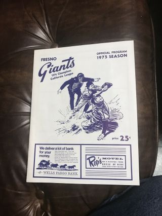1975 Fresno Giants Minor League Program San Francisco Farm Team Roster Insert