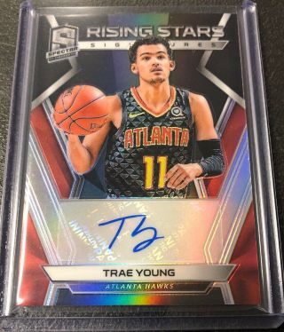 Trae Young 2018 - 19 Panini Spectra Rising Stars Rc Refractor Auto 35/75 Hawks