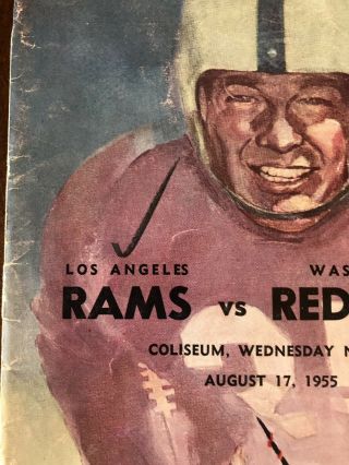 1955 LOS ANGELES RAMS PRESEASON FOOTBALL PROGRAM VS WASHINGTON REDSKINS 2