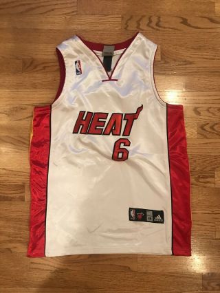 Lebron James,  Miami Heat 6 White Home Basketball Jersey Men’s Medium