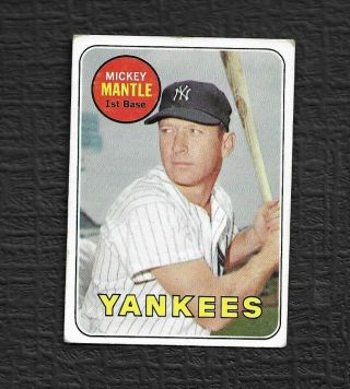 1969 Topps Baseball Card 500 Mickey Mantle York Yankees No Creases