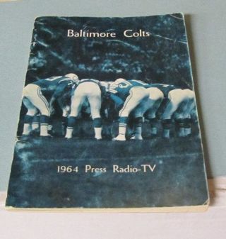 1964 Baltimore Colts Nfl Football Press Radio Tv Media Guide Johnny Unitas 88pg