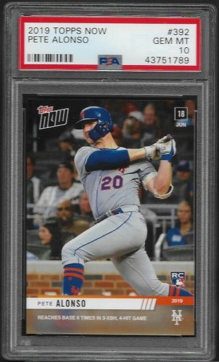 2019 Topps Now 392 Pete Alonso Rc Rookie Gem Psa 10 York Mets