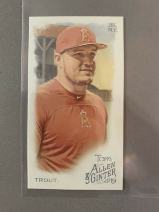 2019 Topps Allen & Ginter Mike Trout Mini Rip Card Ext Extended Ssp 383 Angels