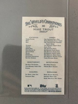2019 Topps Allen & Ginter Mike Trout Mini Rip Card EXT Extended SSP 383 Angels 3
