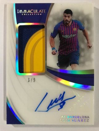 2018 - 19 Panini Immaculate Jersey Number Patch Autograph Auto Luis Suarez 6/9