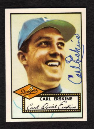 1952 Topps Reprint Autograph Auto Carl Erskine 250 Brooklyn Dodgers Signed