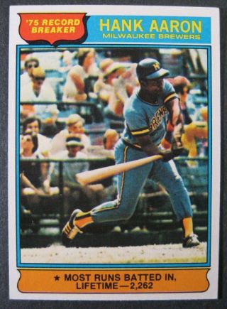 1976 Topps Baseball Card,  Hank Aaron 1,  Brewers