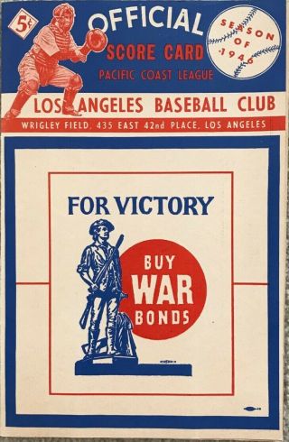 Pacific Coast League Baseball Score Card 1946 Wrigley Field Cubs Vs Browns