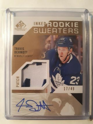 2018 - 19 Sp Game Rookie Sweaters Patch Auto /49 Travis Dermott Maple Leafs