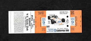 1975 California 500 Auto Race Full Ticket - Ontario Motor Speedway -