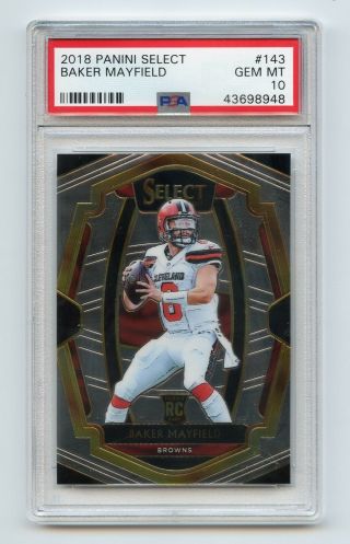 Baker Mayfield Psa 10 Rc 2018 Panini Select Rookie Premier Level Sp Browns Qty.