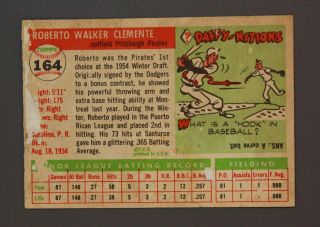 1955 TOPPS 164 - - ROBERTO CLEMENTE - - Pittsburgh Pirates BASEBALL CARD 2